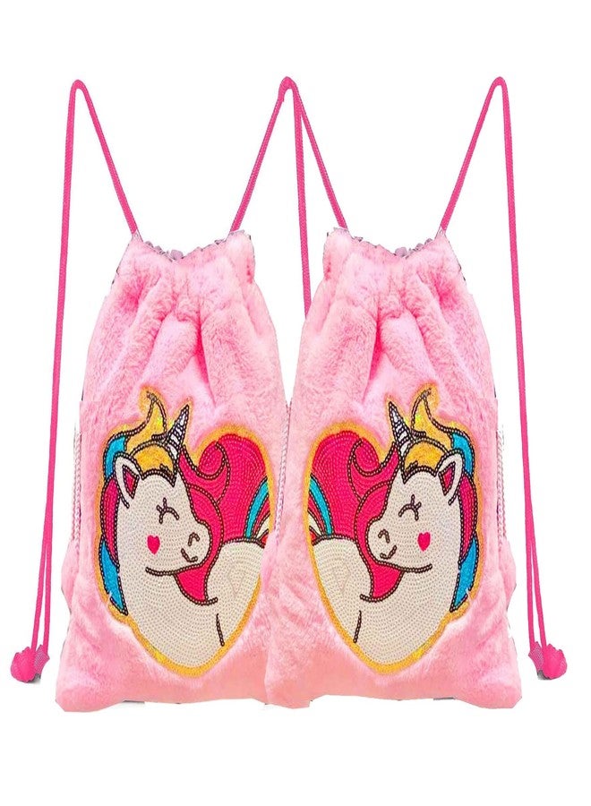 Neel حقيبة نيل® المصنوعة من فرو وحيد القرن، مصنوعة من فرو فائق النعومة، حقيبة كتف، حقيبة ظهر، حقيبة صغيرة، حقيبة مكتب، حقيبة جامعية، حقيبة دروس خصوصية، حقيبة سفر، حقيبة تخزين للبنات، حقيبة مكياج (عبوة وردية من قطعتين) - Image 1